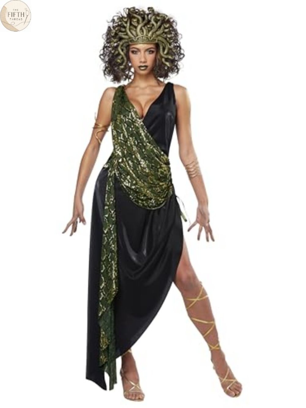 Sexy Medusa Costume Dress Snake Headpiece Fantasy Halloween Adult